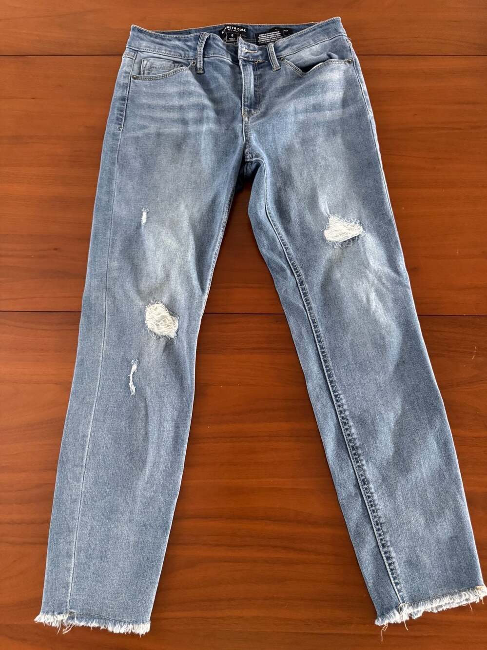 Kenneth Cole New York Jess Skinny Y2K Distressed Jeans Size 6